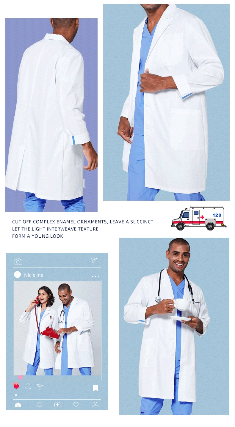 Wholesale Designs Inner Pockets Notched Collar Hospital Work Robe Doctors