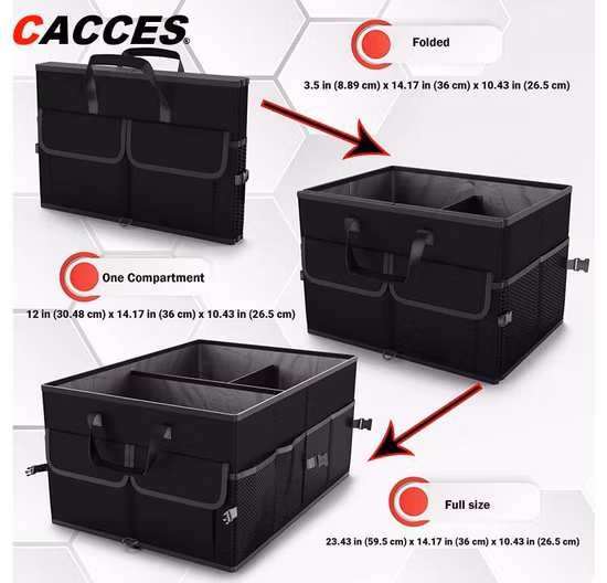 Organisateur de rangement de coffre de voiture, boîte de rangement de coffre robuste et pliable, organisateur de rangement de coffre multi-compartiments, organisateur de coffre portable étanche pour voitures