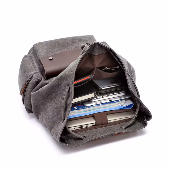 Sac à dos en toile cirée de coton personnalisé pour ordinateur portable, sac à dos Vintage de voyage et de randonnée pour hommes